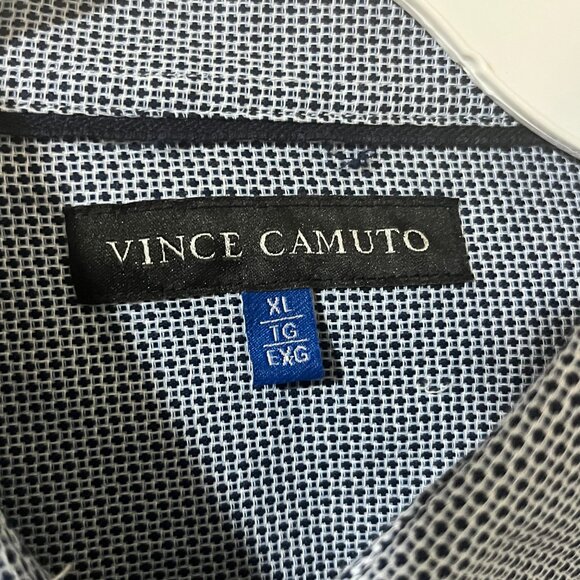 Vince Camuto Mens Shirt Long Sleeve Blue Gray Jacquard Weave Concealed Button XL - Picture 3 of 6